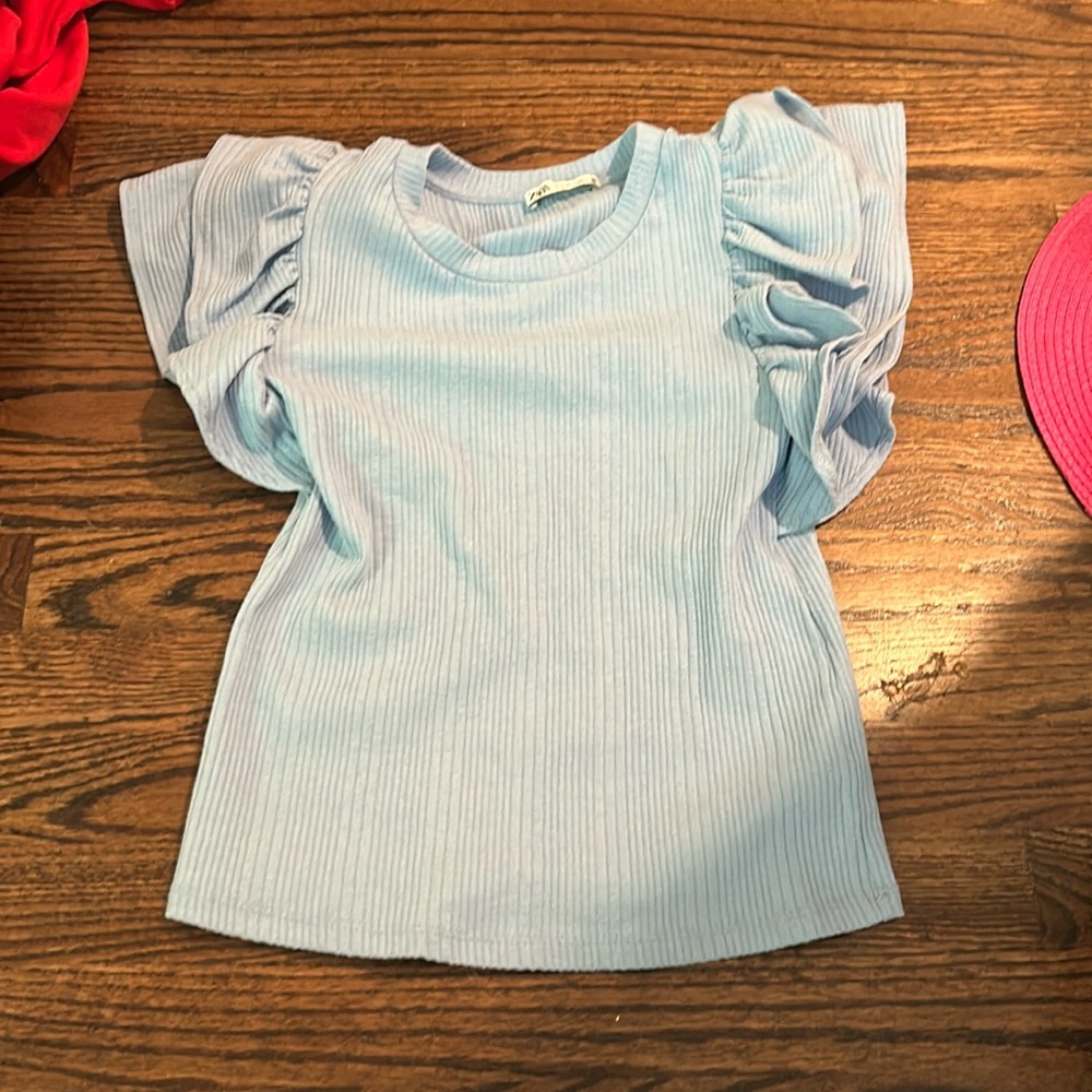 Blue ruffle Zara shirt